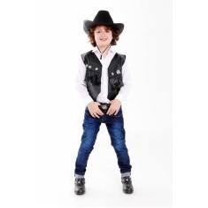 Colete Cowboy Country Unisses Preto Infantil Festa Junina - Fantasia B