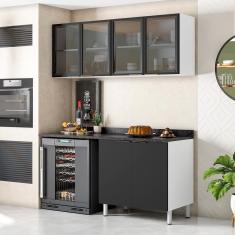 Cozinha Compacta Bartira Rubi com 6 Portas e 3 Prateleiras 160cm de Largura