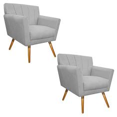 kit 02 Poltronas Laura Palito Mel Suede Branco - ADJ Decor