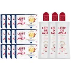 3UN Hidratante Leite De Aveia 400ml e 12 Sabonetes Aveia e Oleo de Amendoas Davene