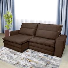 Sofá 5 Lugares Luizzi Colombo Retrátil, Reclinável e Revestido em Tecido Veludo Slim 250 cm Largura