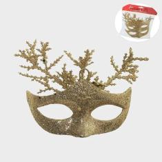 Mascara Laser Com Glitter C2 Dourado - Enfeite De Natal