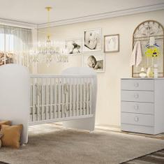 Quarto de Bebê Completo Cômoda 4 Gavetas com Berço Céu Móveis Percasa