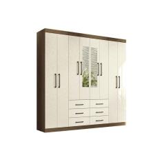 Guarda Roupa Casal 8 Portas e 6 Gavetas c/ Espelho Liverpool jatoba/Areia - Santos Andirá
