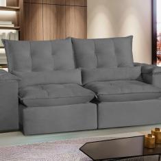 Sofá San Paulo Retrátil e Reclinável - Assento com Molas – 210 Cm Cinza