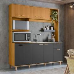 Cozinha Compacta Poliman Liz 9 Portas, 1 Gaveta e 3 Prateleiras - 180cm de largura