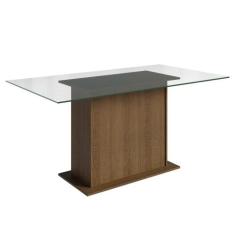 Mesa Madesa com Tampo de Vidro 5251A, Rustic
