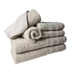 Jogo Toalhas 2 Banhos 2 Rostos 2 Pisos Grande Grossa Bege