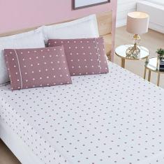 Jogo De Lençol Solteiro Petit Poa 200 Fios 2 Peças Cor Poa Rose