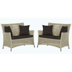 2 Sofás Área Externa Igapó Alumínio Pintura Marrom Corda Náutica Estof