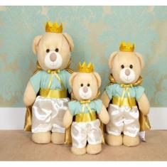 Conjunto de ursos principe 3 pçs - pelucia em pé para nichos e decoraç