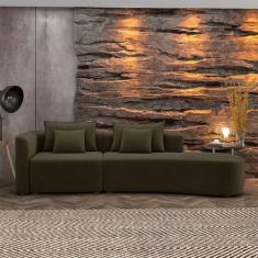 Sofá Curvo Decorativo Kimiko 307Cm 5 Lugares Sala de Estar com Chaise 