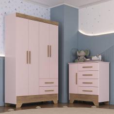 Quarto Infantil Guarda Roupa 4 Portas e CÃ´moda Catavento Rodial
