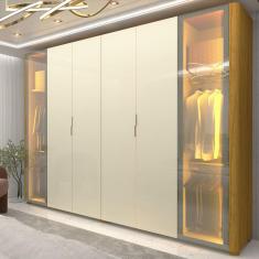 Guarda Roupa Casal com Vidro Reflecta LED e Pés 6 Portas Innova Gelius