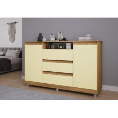 Cômoda Vênus 2 portas 3 gavetas Móveis Primus, mel/perola