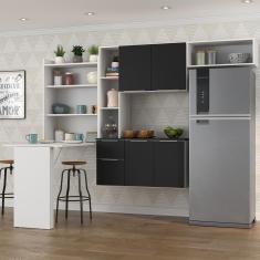 Cozinha Compacta Com Mesa Dobrável Multimóveis Branca/preta