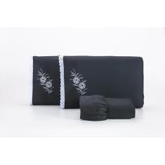 Jogo de Cama Queen 3 Peças Bordado Tecido Microfibra - Cortinas Ibitin