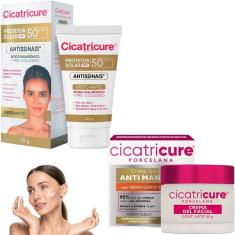 Kit Cicatricure Protetor Solar Fps50 Porcelana Gel Creme