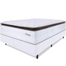 Cama Box com Colchão King Molas Ensacadas Alto 193x203cm Premium Sleep Branco BF Colchões