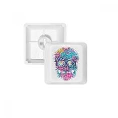 Teclado PBT com ilustração de caveira colorida com círculo de flores para teclado mecânico branco OEM sem marcação