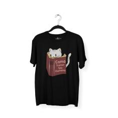 Camiseta Masculina Gato Como Treinar Seu Humano Preta