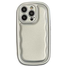 Capa de telefone oval de cor doce fofa para iPhone 14 13 12 11 Pro Max 14 Plus Capa de almofada de ar brilhante, prata, para iPhone 11