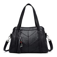 BYKOINE YOUNXS Bolsa de ombro feminina de couro PU com borla de grande capacidade