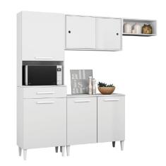 Cozinha Completa Com Armário Aéreo E Balcão 6 Portas 1 Gaveta Branco Isabelle Aramóveis Branco