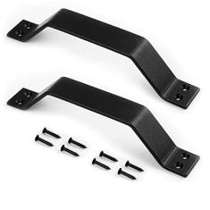 S&Z TOPHAND® Maçaneta deslizante de porta de celeiro de 23 cm, conjunto de maçanetas de portão preto, puxador de porta, puxador para porta deslizante de celeiro, portas internas e externas, maçaneta