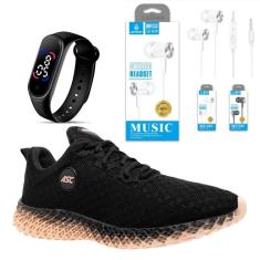 Kit Tenis Ghost 2 Treinos Academia e Corrida + Fone Stereo + Relogio Led-Unissex