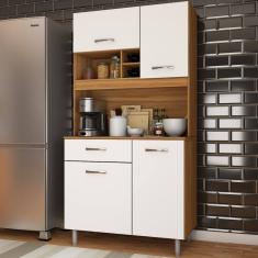 Cozinha Compacta Glória 4 Portas 1 Gaveta Freijó/Branco - Panorama Móveis