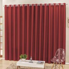 Cortina 4 Mts Sala Quarto Escritório Semiblackout Para Trilho Comum Vermelho