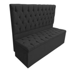 Cabeceira Mais Calçadeira Baú Casal 140cm Para Cama Box Suede Preto - 