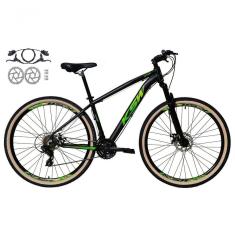 Bicicleta Aro 29 Ksw Xlt 24v Freios Disco Hidráulicos Garfo Suspensão Pneu Faixa - Preto/verde Tam.19