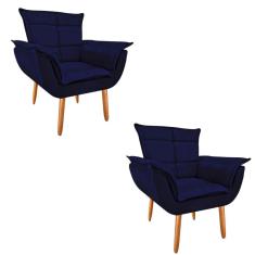 Kit 2 Poltronas Opala Suede Azul Marinho