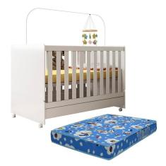 Berço Mini Cama Encanto Branco Com Colchão Baby Physical - Peternella Móveis Branco