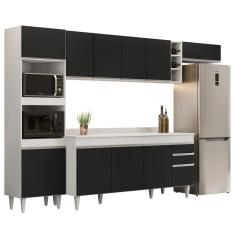 Armário De Cozinha Modulada 5 Peças Cp17 Balcão Com Tampo Branco/preto - Lumil