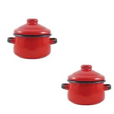 Duas Mini Caçarola Em Agata - 500 Ml  - Vermelha - Indução