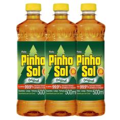 Kit com 3 Desinfetante Pinho Sol Original 500ml Cada