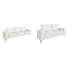 Conjunto de Sofá 2 e 3 Lugares Toio Casa de Pedra Estofados Cru