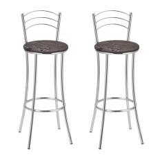 Kit 2 Banquetas Cromadas Bc26-a B206 Cromado/Marrom