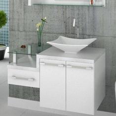 Gabinete para Banheiro Legno 830W Compace Branco/Carvalho Dark