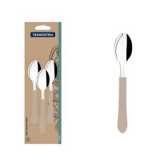 Conjunto De Colheres De Chá Tramontina Leme Com Lâminas Em Aço Inox E Cabo Cinza 3 Peças Tramontina