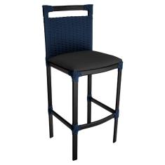 Banqueta Alta Vigor em Alumínio e Corda Náutica Azul