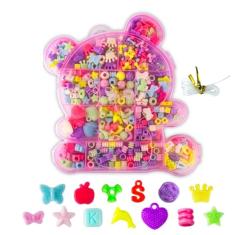 Maleta Ursinho Fábrica Biju Infantil Miçanga Colorida Colar