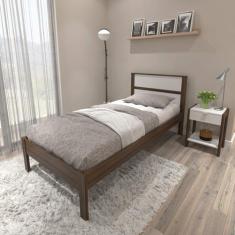 Cama de solteiro para colchão 88cm CM8004 Tecnomóbili, Nogal/Branco