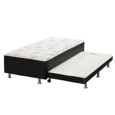 Cama Box c/ Auxiliar Conjugado Solteiro: Colchão Ortopédico Courano Nero Black (88x188) - Ortobom