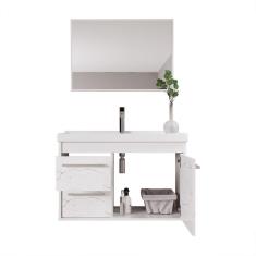 Gabinete Banheiro Em Mdf E Cuba - Potenza Branco 60Cm