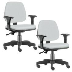 Kit 02 Cadeiras Giratória Job Executiva Ergonômica Escritório Tecido S