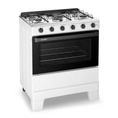Fogão A Gás 5 Bocas Ideal Pop Branco Mesa Inox F5ISB Esmaltec